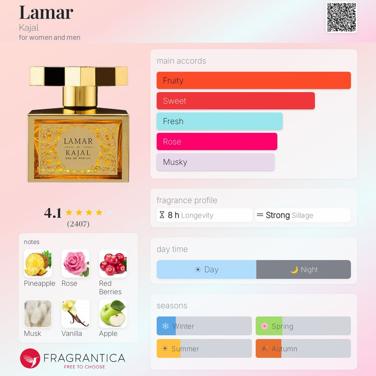 عطر ادکلن یونیسکس لامار کاجال / کژال اودپارفوم 100 میل، مَستر کوالیتی سفارش اروپا بشرط استعلام بارکد، LAMAR KAJAL eua DE parfum